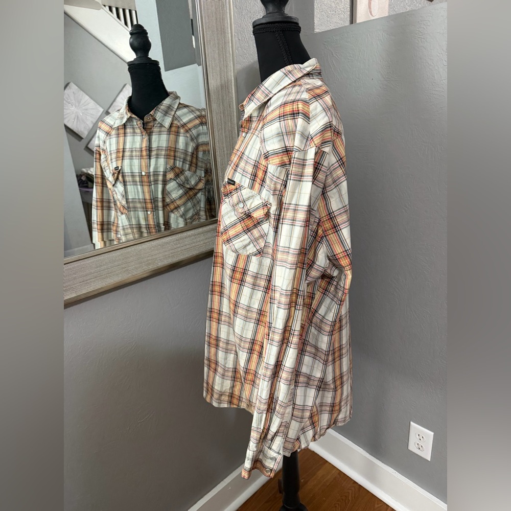 Bullhead Western-Style Pearl Snap Plaid Shirt Size XXL. - Picture 3 of 7